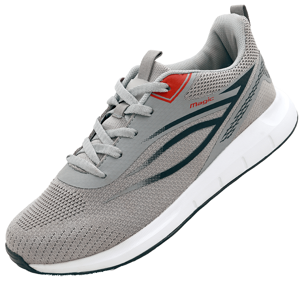 Magic cemented gray orange-accent sneaker